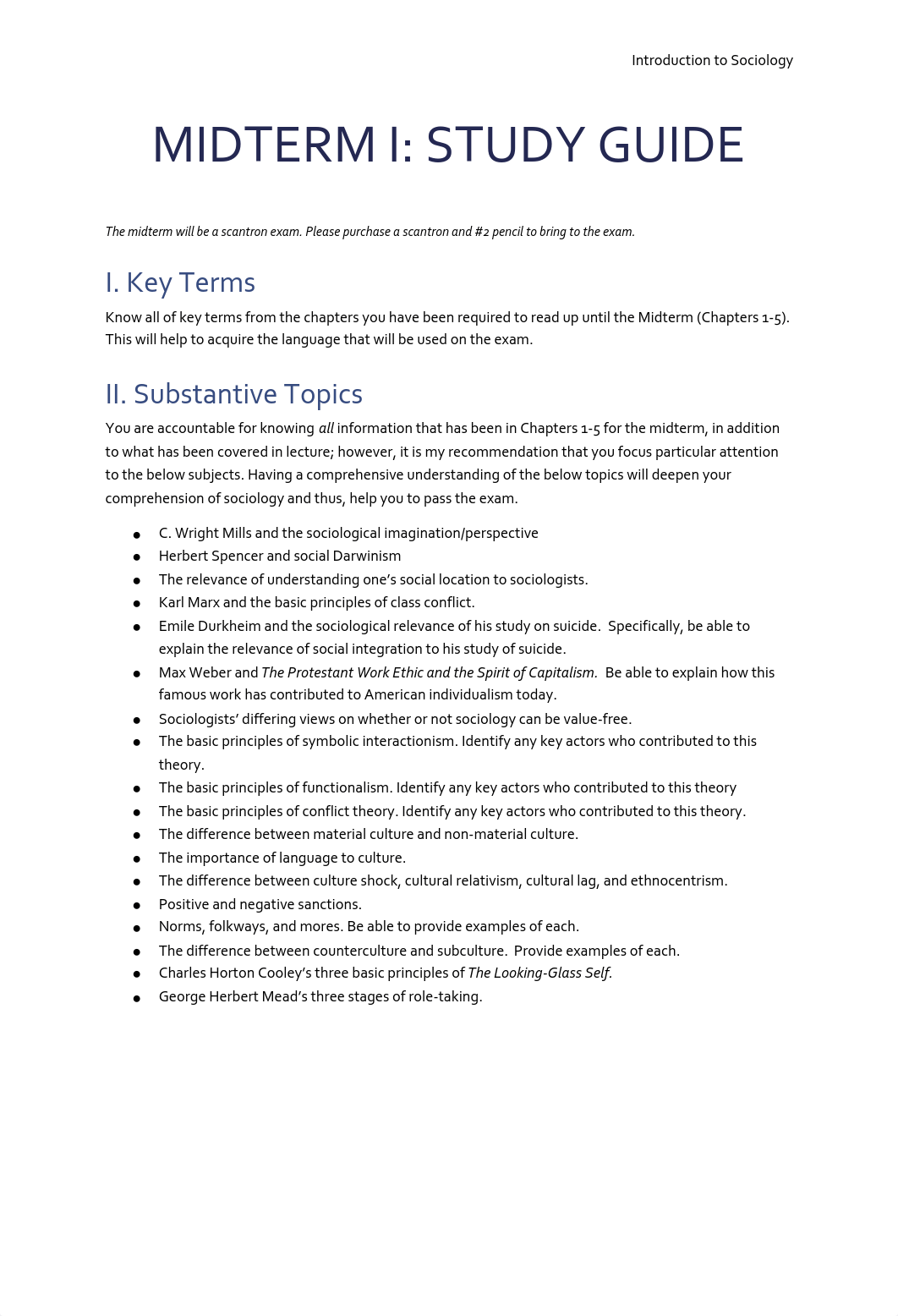 Intro to Sociology, Midterm I Study Guide.pdf_diinroyzmaa_page1