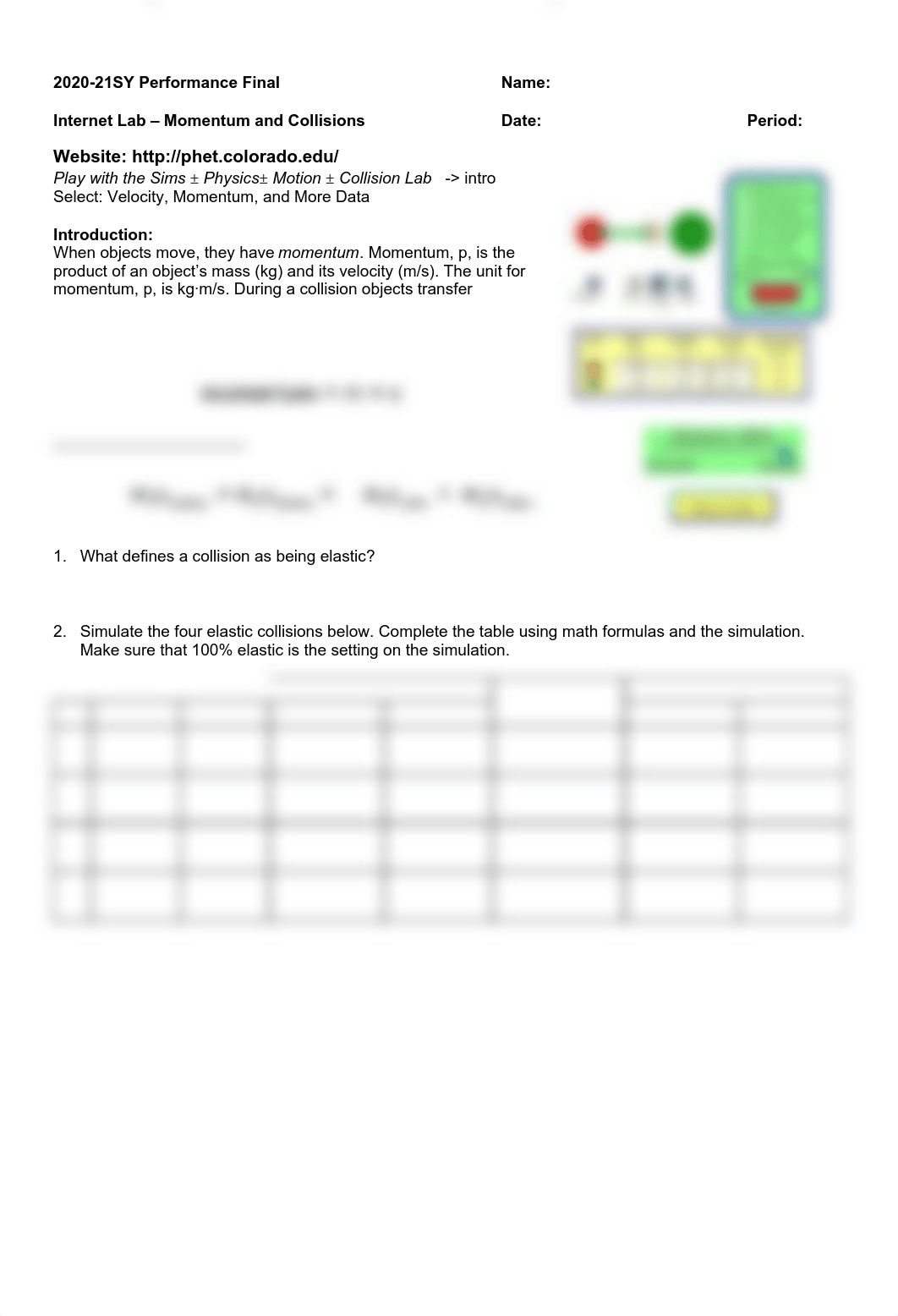 Copy of Momentum and Collisions PHET Lab. PERFORMANCE FINAL_doc.pdf_dij63ebd3ge_page1