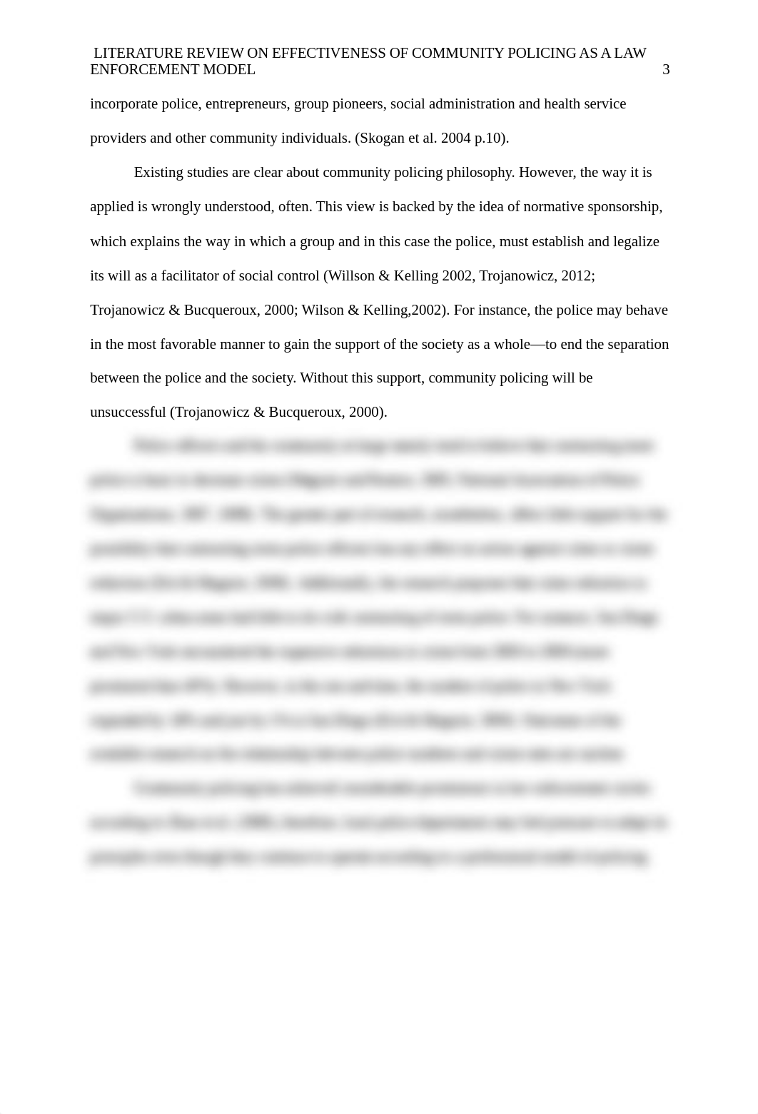 Running head: LITERATURE REVIEW ON EFFECTIVENESS OF COMMUNITY POLICING_dijx1pdth30_page3