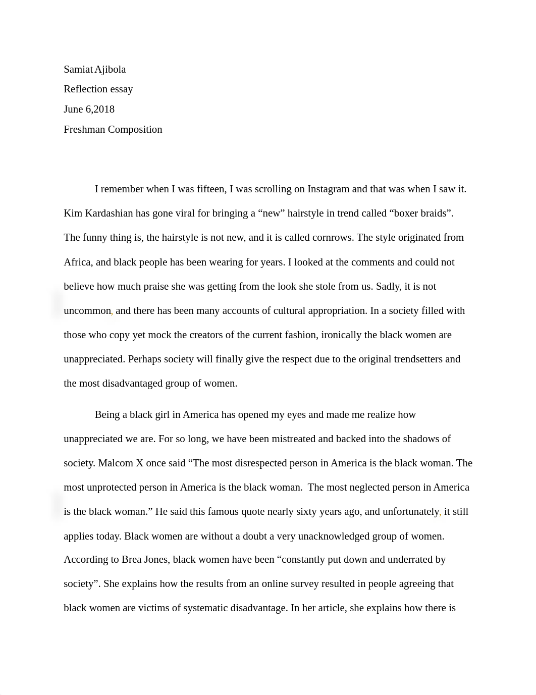 ENG 113 Reflection Essay Samiat Ajibola (1).docx_dik33dpeo50_page1