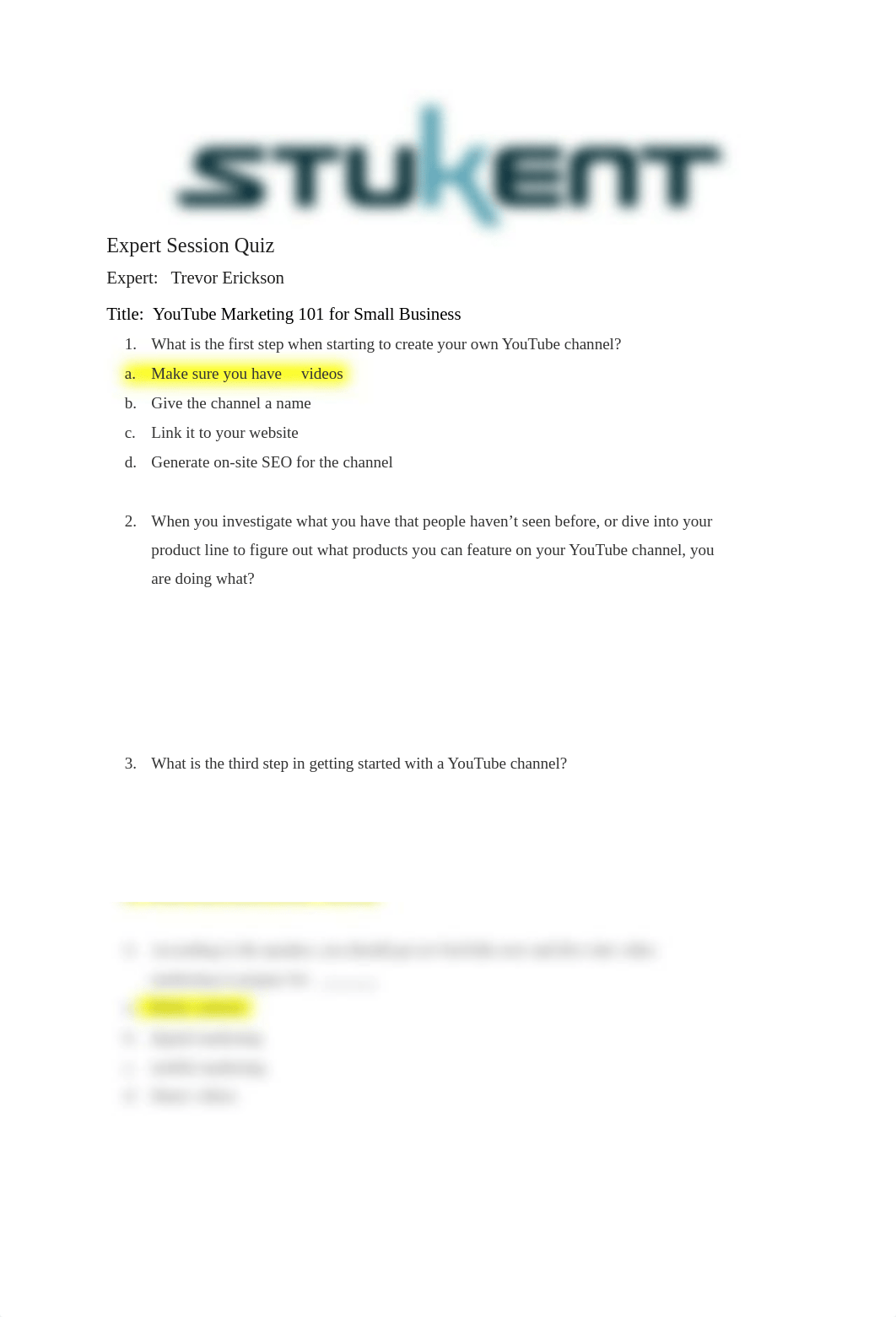 Expert Sessions Quiz YouTube Marketing 101 for Small Business.docx_dikgrimz4ug_page1