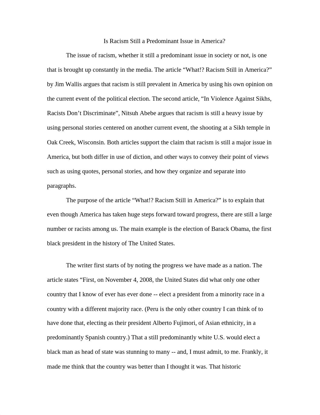 Rhetorical Analysis #1: Is Racism Still a Predominant Issue in America?_diki6qd24qt_page1