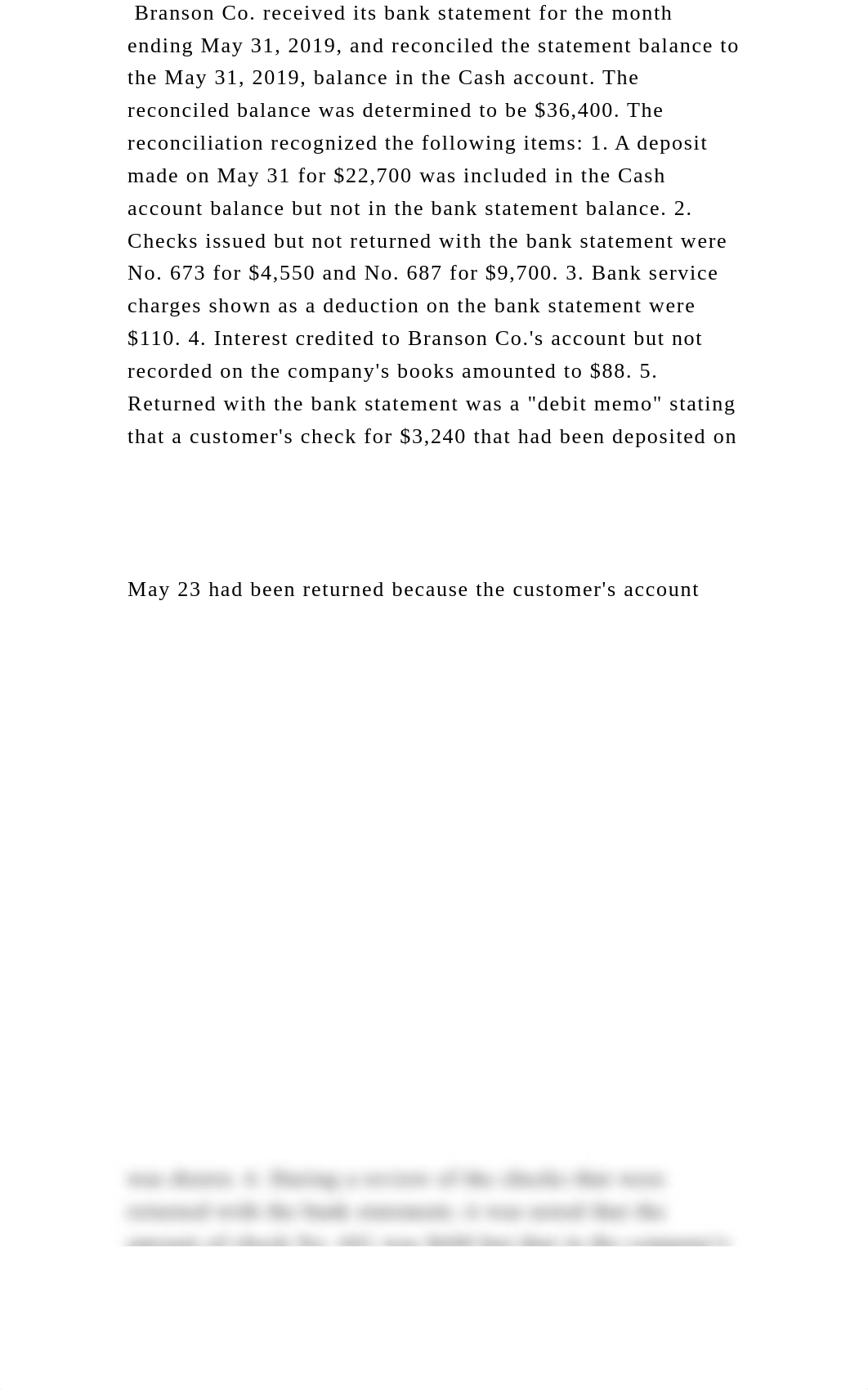 Branson Co. received its bank statement for the month ending May 31, .docx_dil8ssbbsr2_page2