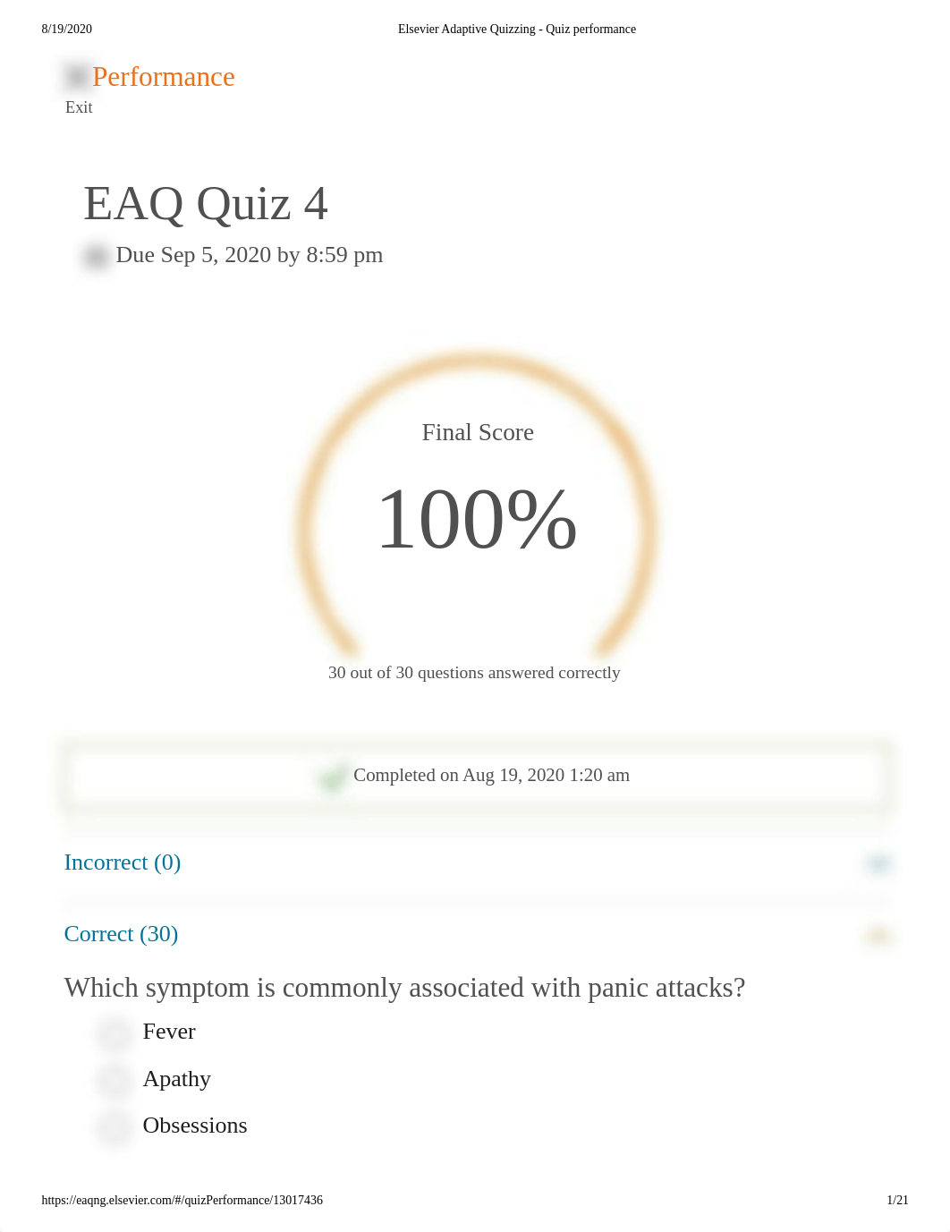 Elsevier Adaptive Quizzing - Quiz performance4.pdf_dilgloin3di_page1