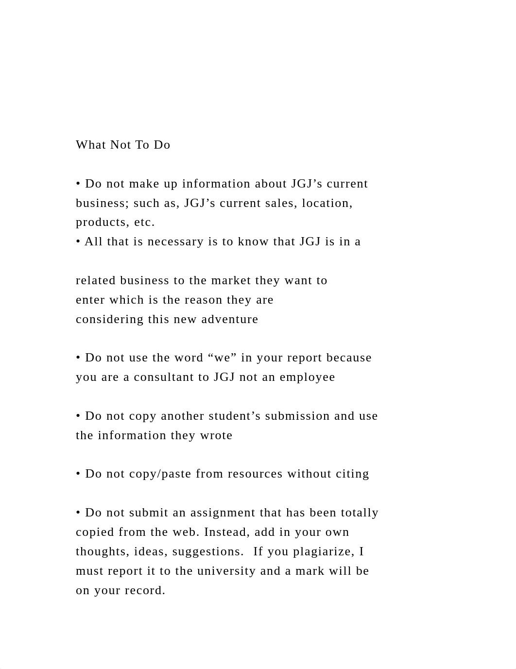 What Not To Do• Do not make up information about JGJ's cur.docx_dim8ahz55ei_page2