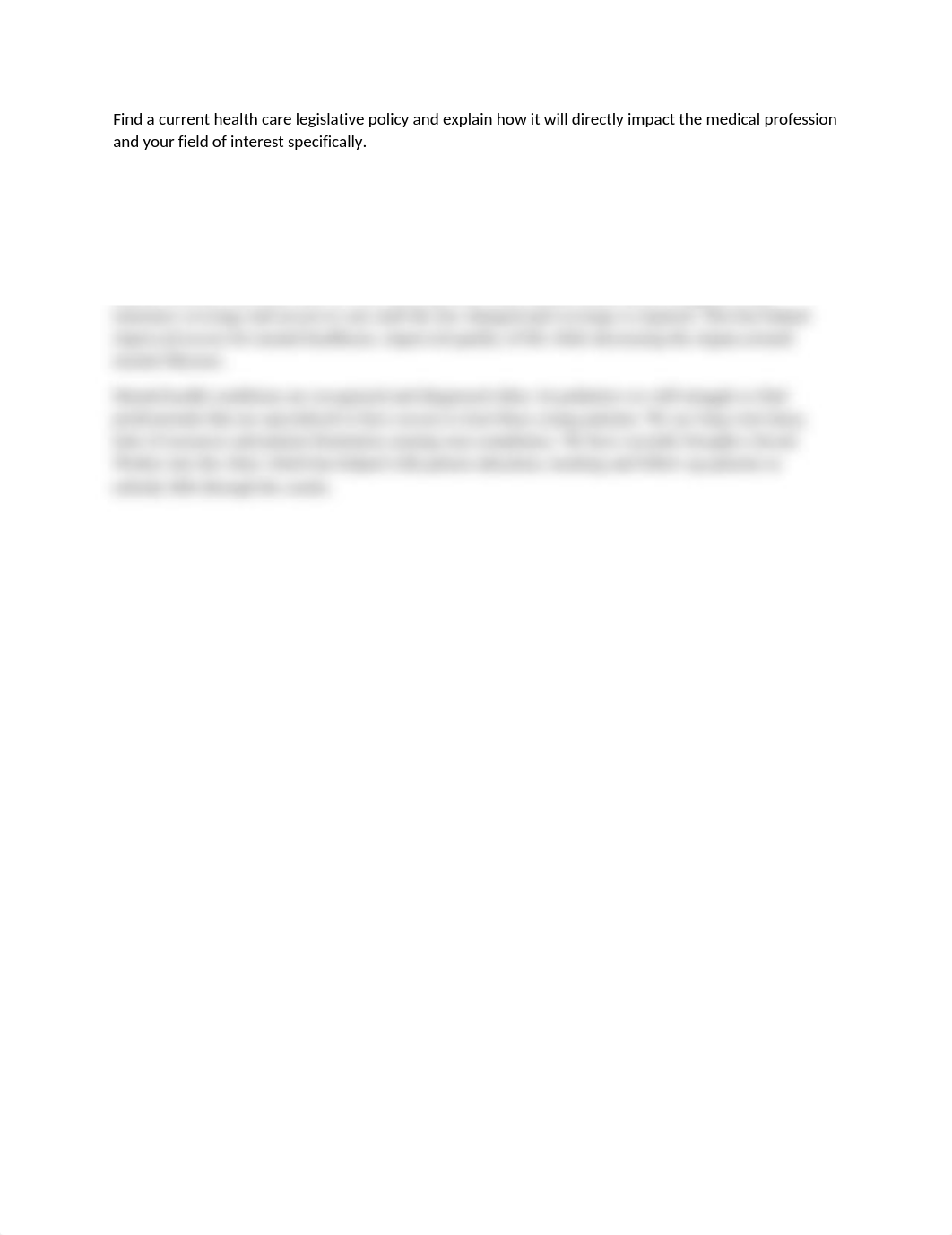 Find a current health care legislative policy and explain how it will directly impact the medical pr_dimt4qtfw5e_page1