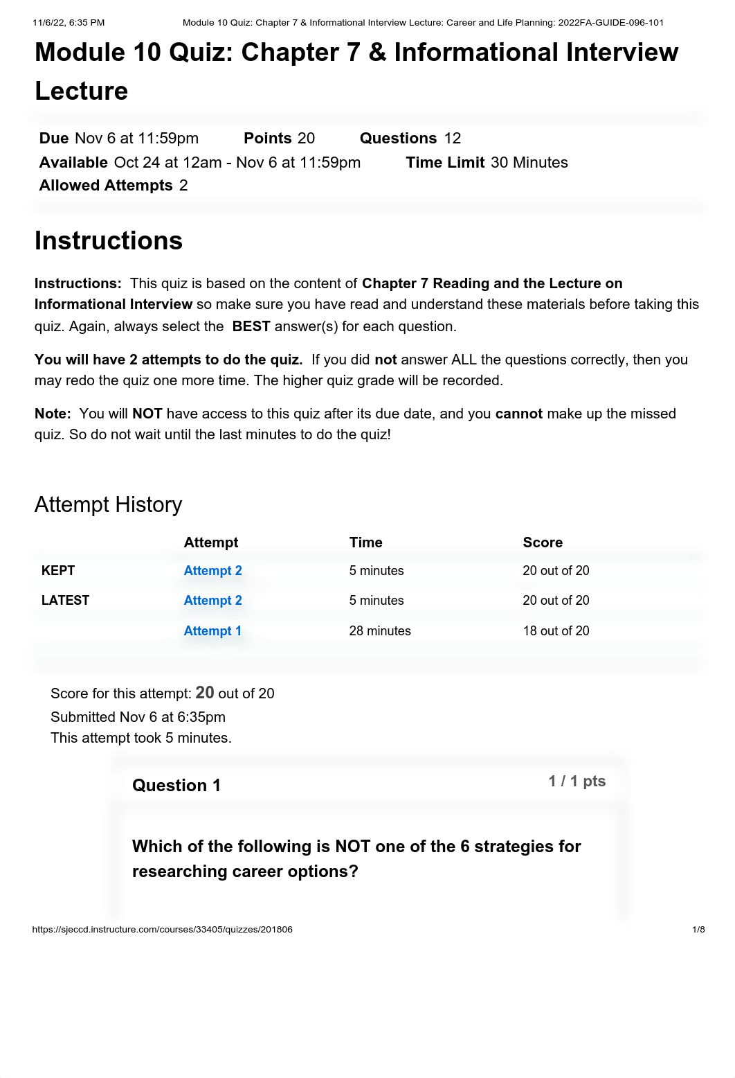 Module 10 Quiz_ Chapter 7 & Informational Interview Lecture_ Career and Life Planning_ 2022FA-GUIDE-_diob8k8u4sk_page1