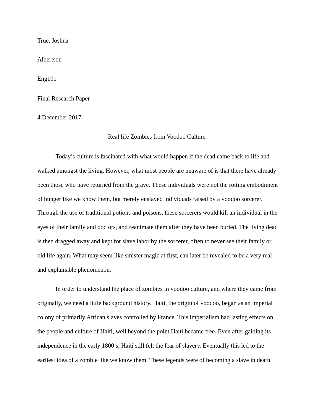 Voodoo Zombies Final Essay.docx_diohr85ch70_page1