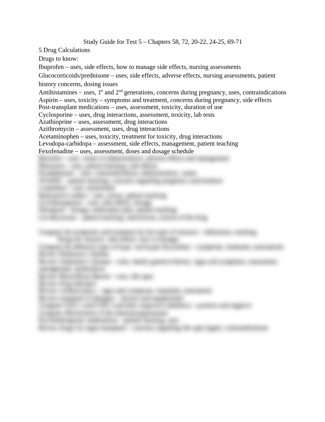 Study Guide for Test 5 Pharmacology_dip2rvvbjol_page1