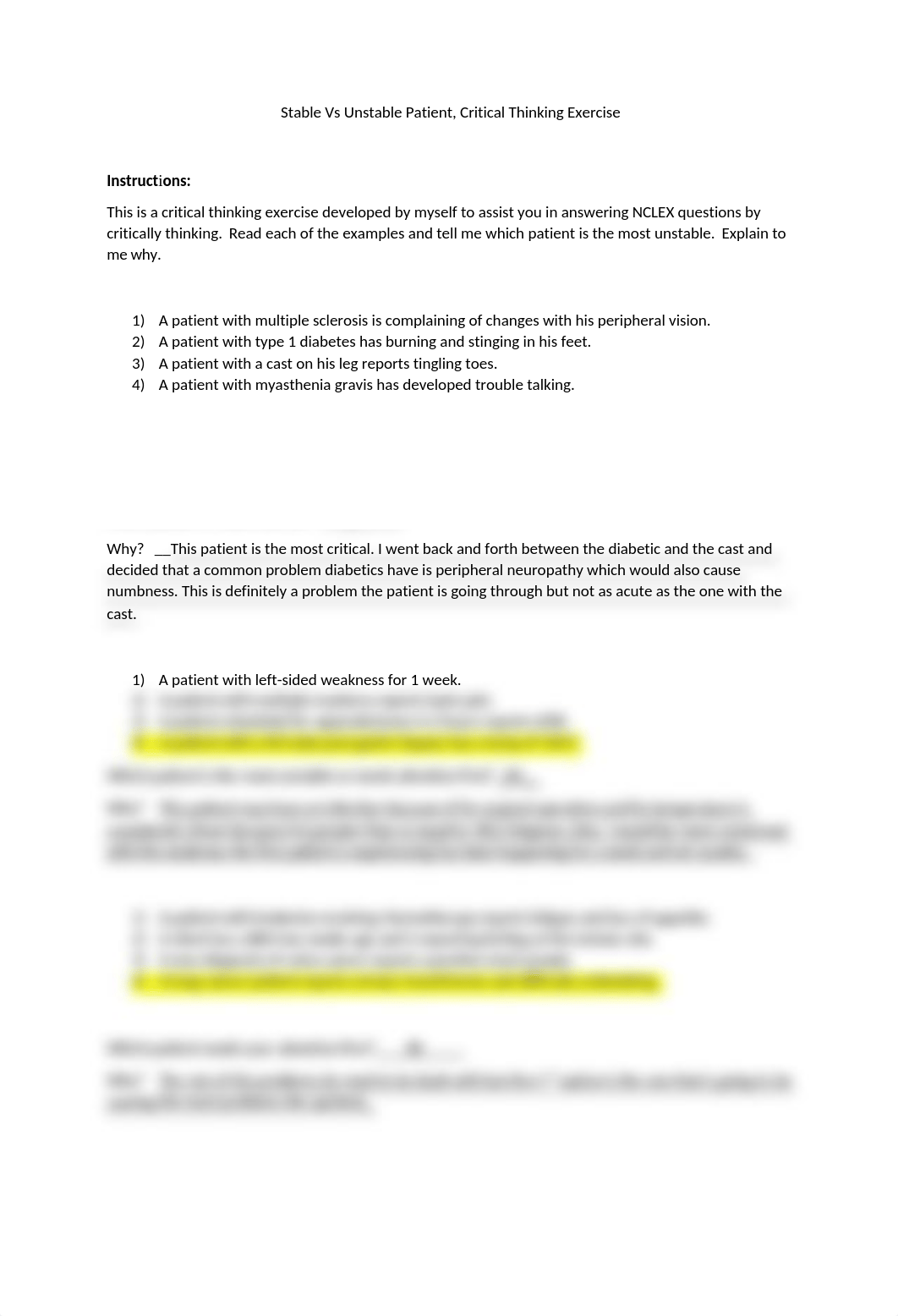 Stable Vs Unstable Patient critical thinking Capstone exercise Week 6.docx_dip740w5ywu_page1