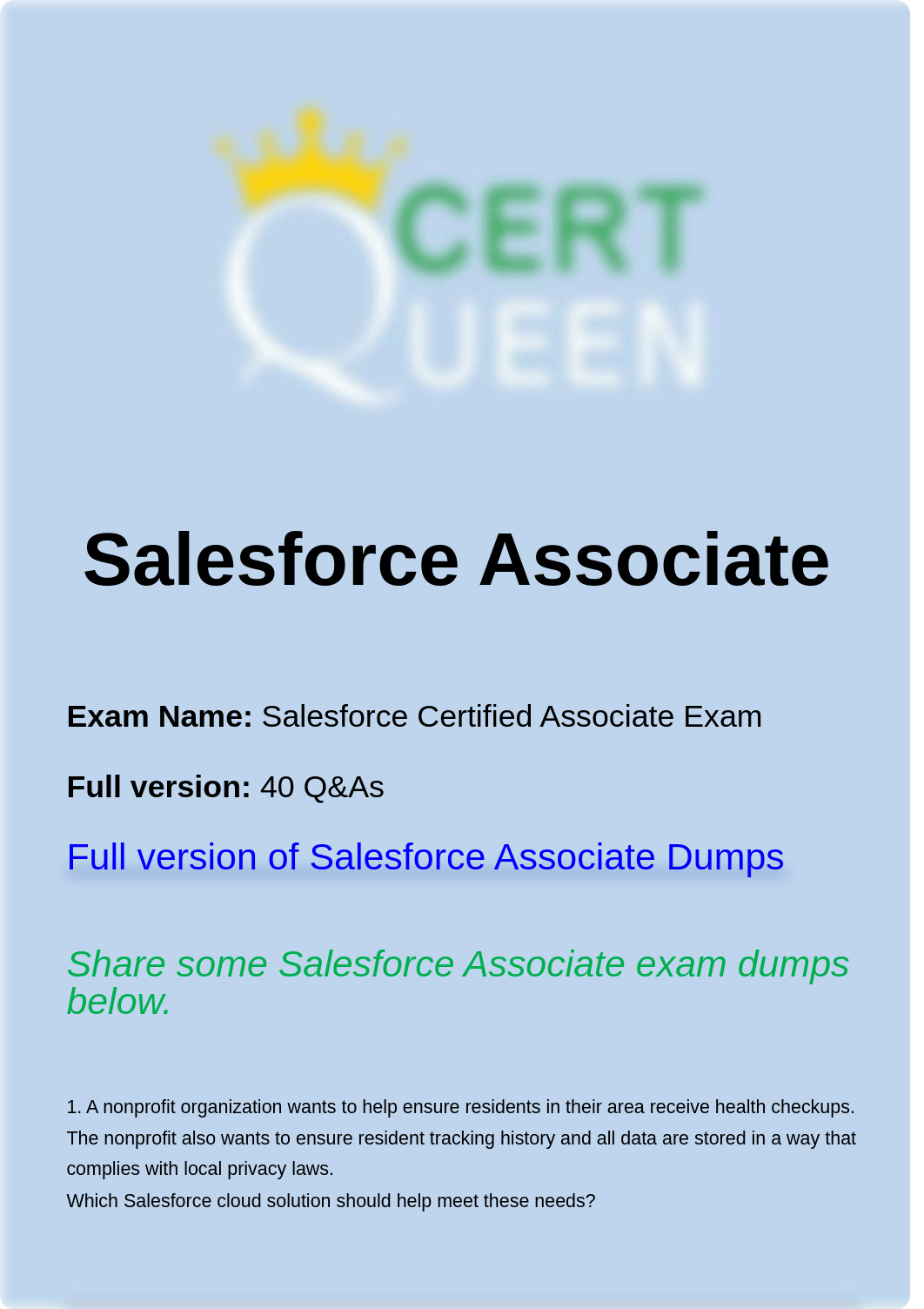 Salesforce Certified Associate Exam real dumps.pdf_diq9dg3vmii_page1