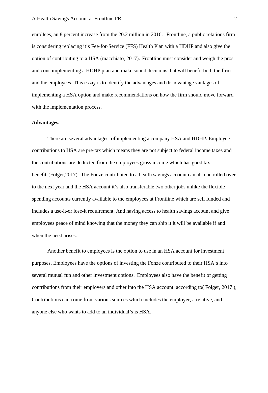 Short Paper #3 Health Savings Accounts at Precision HEro .docx_diqkonitxje_page2