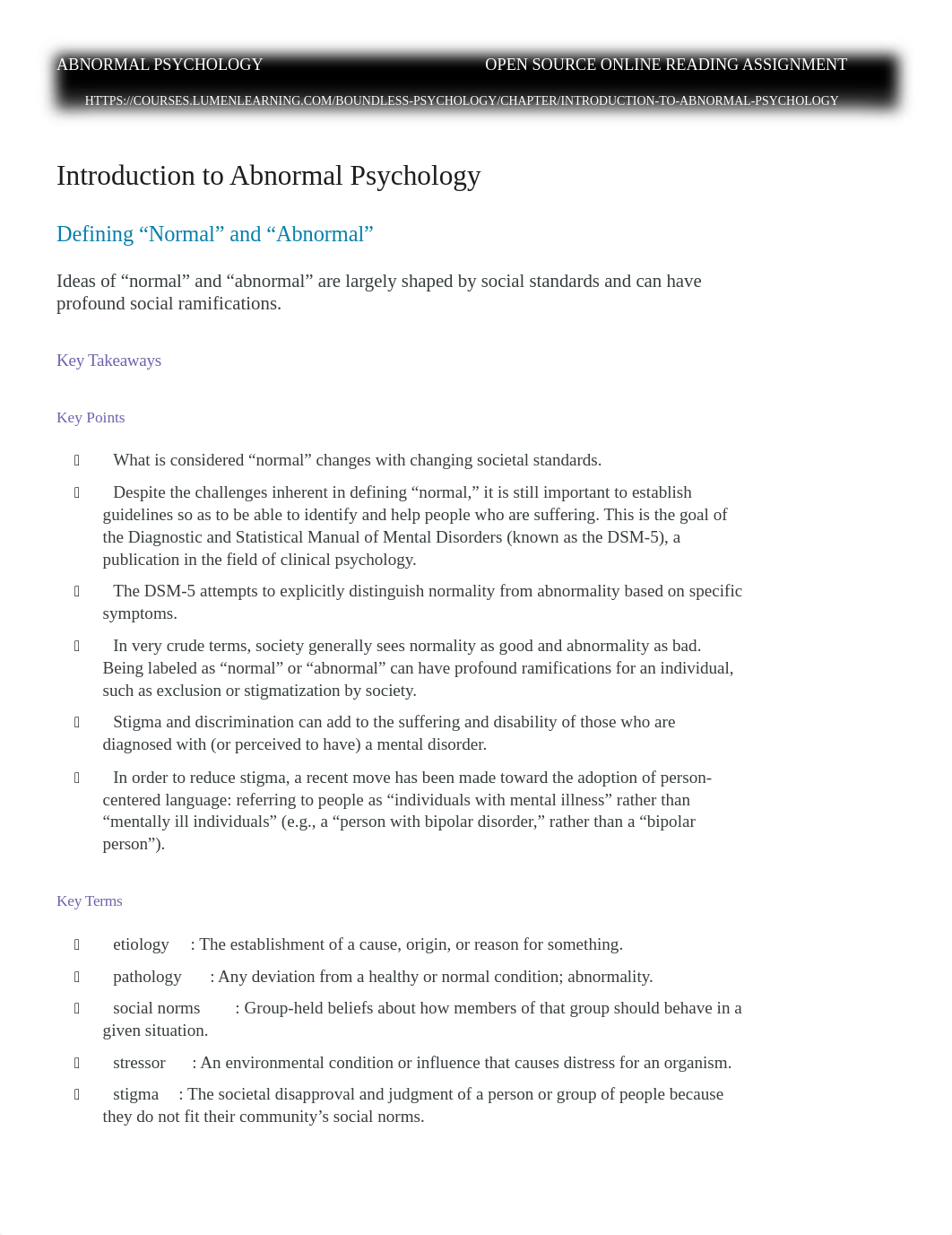 PSY2012 - ABNORMAL PSYCHOLOGY - READING ASSIGNMENT.docx_dir09vjh2rt_page1