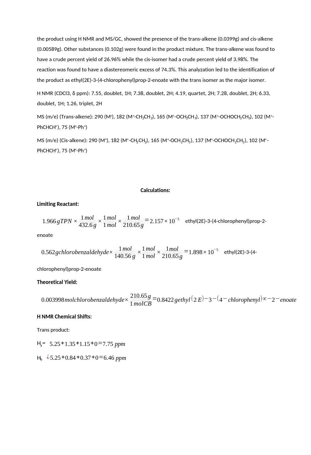 holmesvs_Wittig Reaction of Ester Stabilized Ylides report.docx_dir281tlnxc_page2