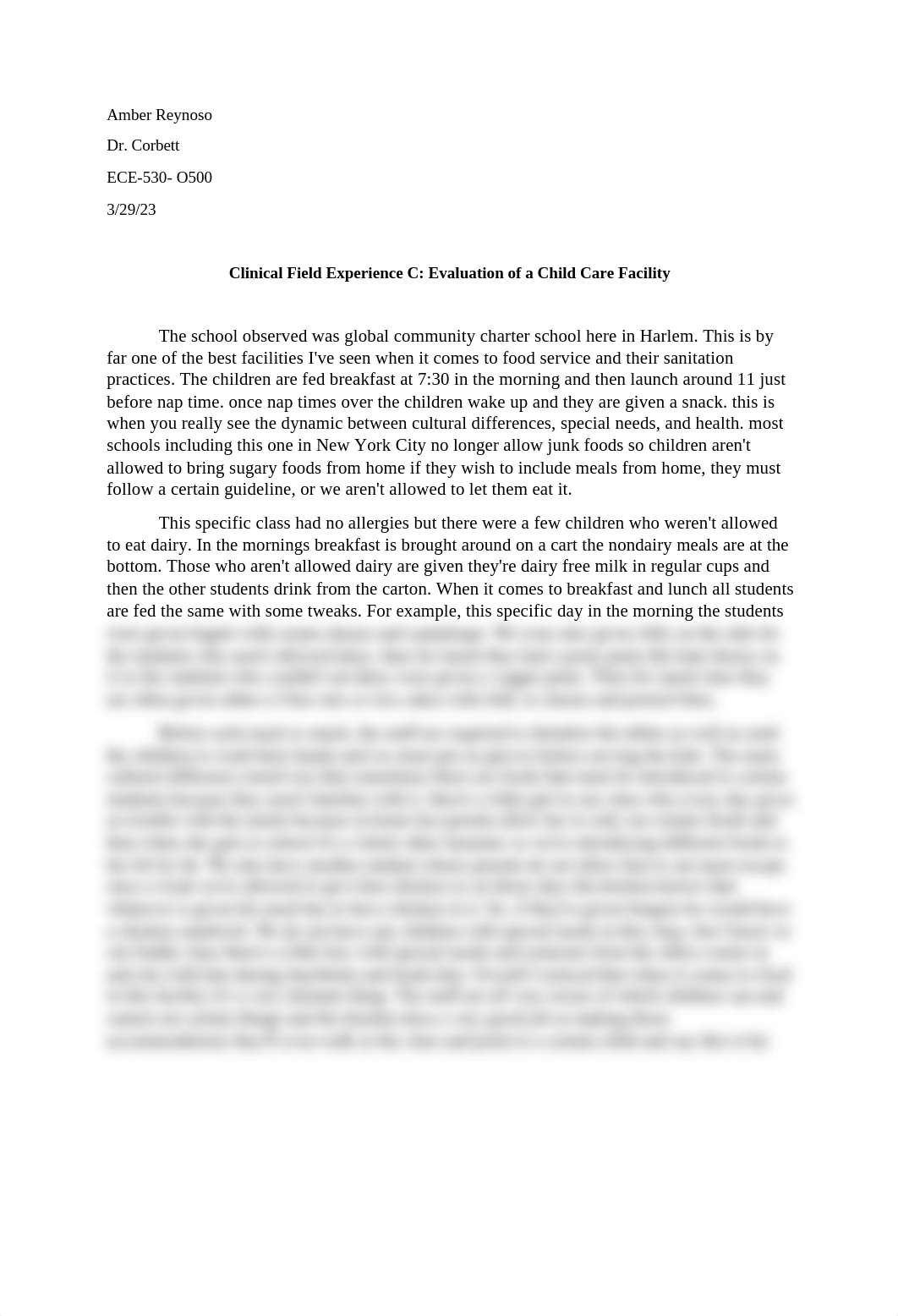 Clinical Field Experience C Evaluation of a Child Care Facility.docx_dirijiybqmk_page1