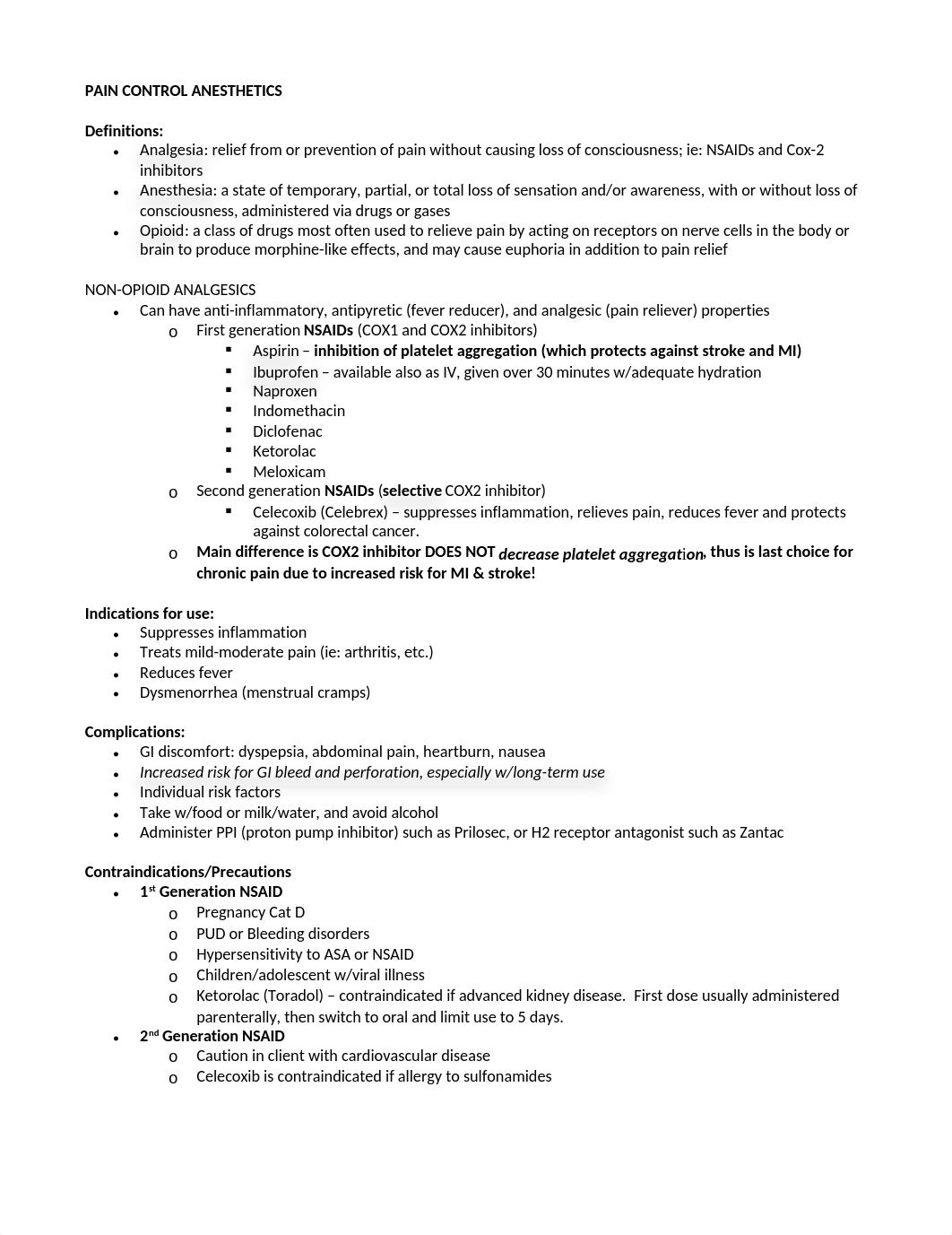 Exam I - Pain Control Anesthetics.docx_dirkb8vlusl_page1