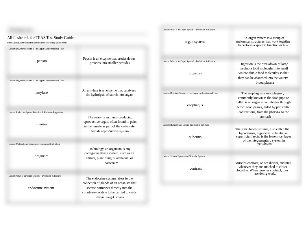 TEAS Test Study Guide Flashcard Printout - Study.com.pdf_dirqwucae3n_page1