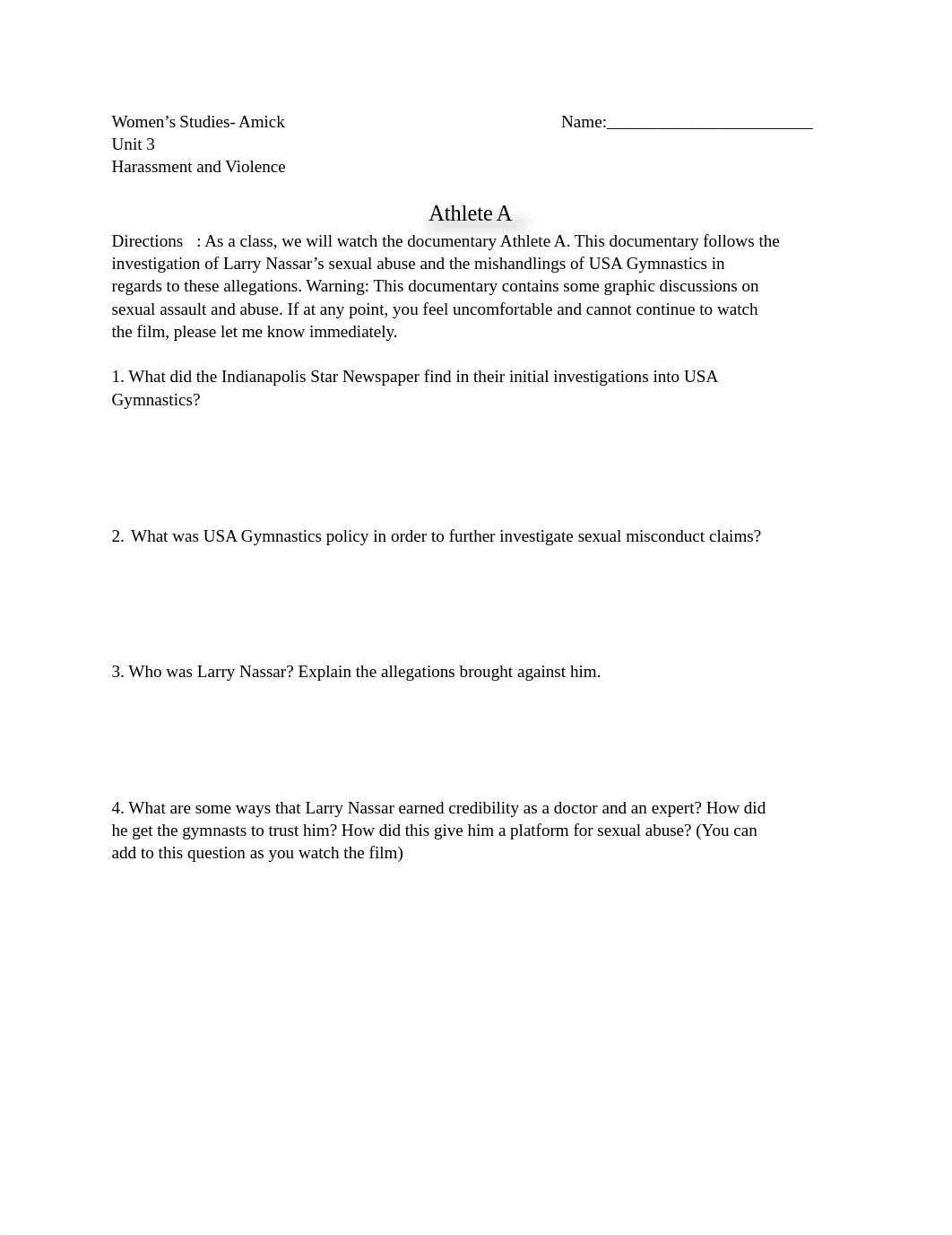 Women's+Studies-+Athlete+A+Movie+Questions.pdf_dis1odiy0mo_page1