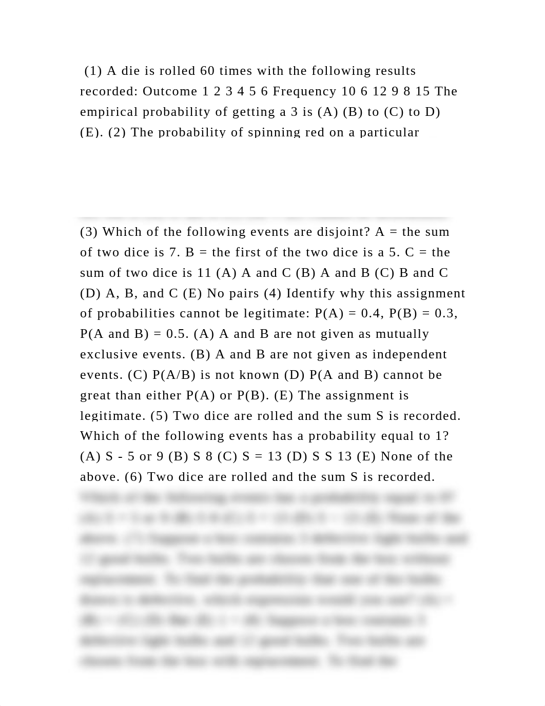 (1) A die is rolled 60 times with the following results recorded Out.docx_disr7oi5hup_page2