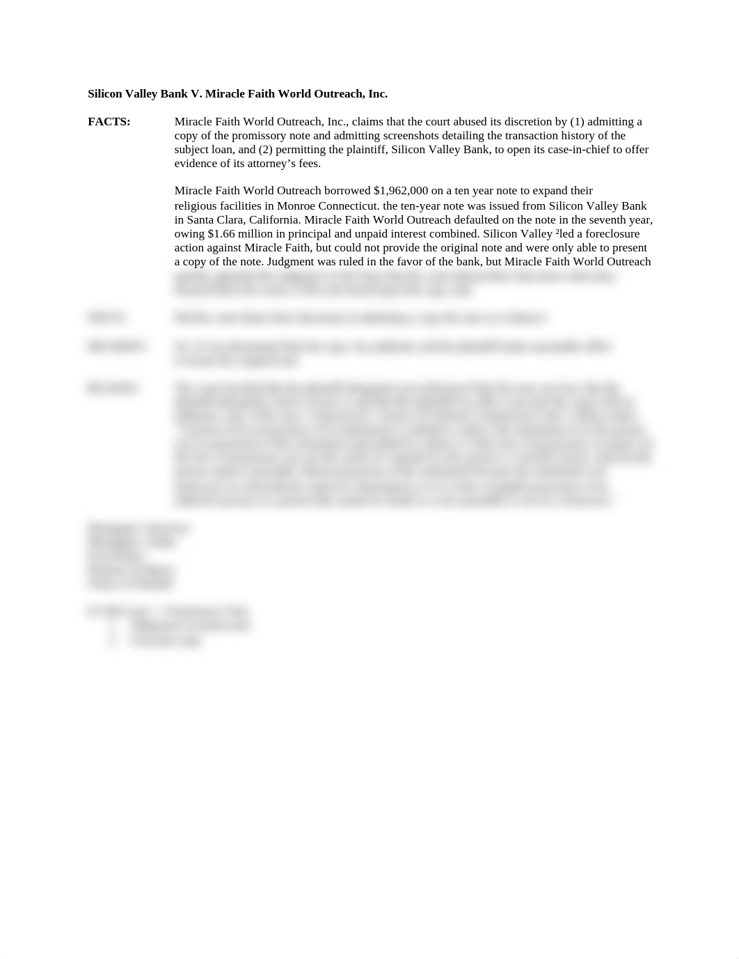 SILICON VALLEY BANK v. MIRACLE FAITH WORLD OUTREACH, INC.docx_ditbsbhsahw_page1