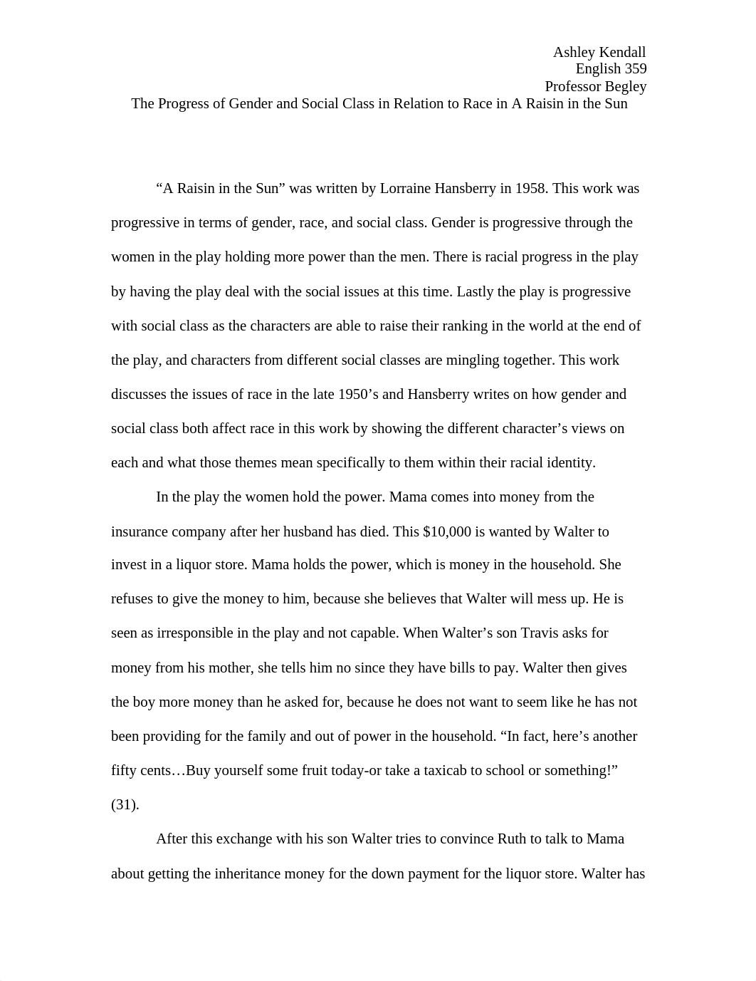 The Progress of Gender and Social Class in Relation to Race in A Raisin in the Sun_ditcyb8ajys_page1