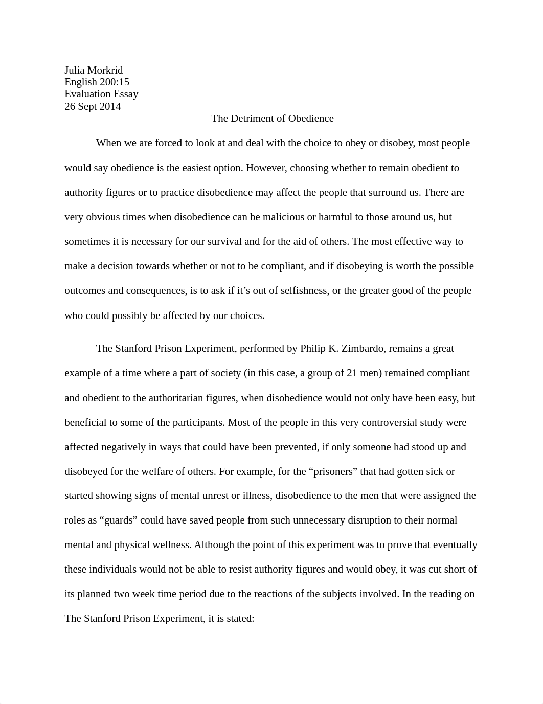 Obedience to Authority and Politics - English 200 Essay_diu294mbkga_page1