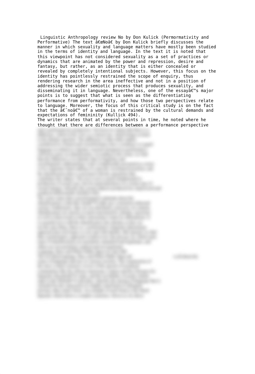 No by Don Kulick and Language, Race and White Public Space by Jane Hill essay.doc_diuciy6lc5u_page1