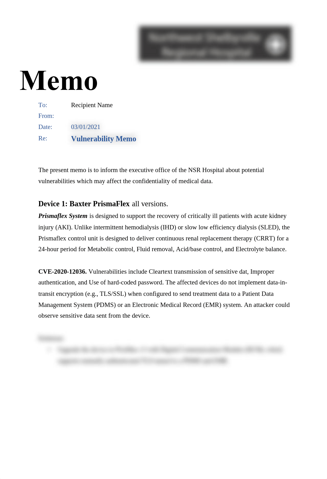 CMIT 320 - Project 1 - Vulnerability Memo.pdf_diug3o7mtn1_page1