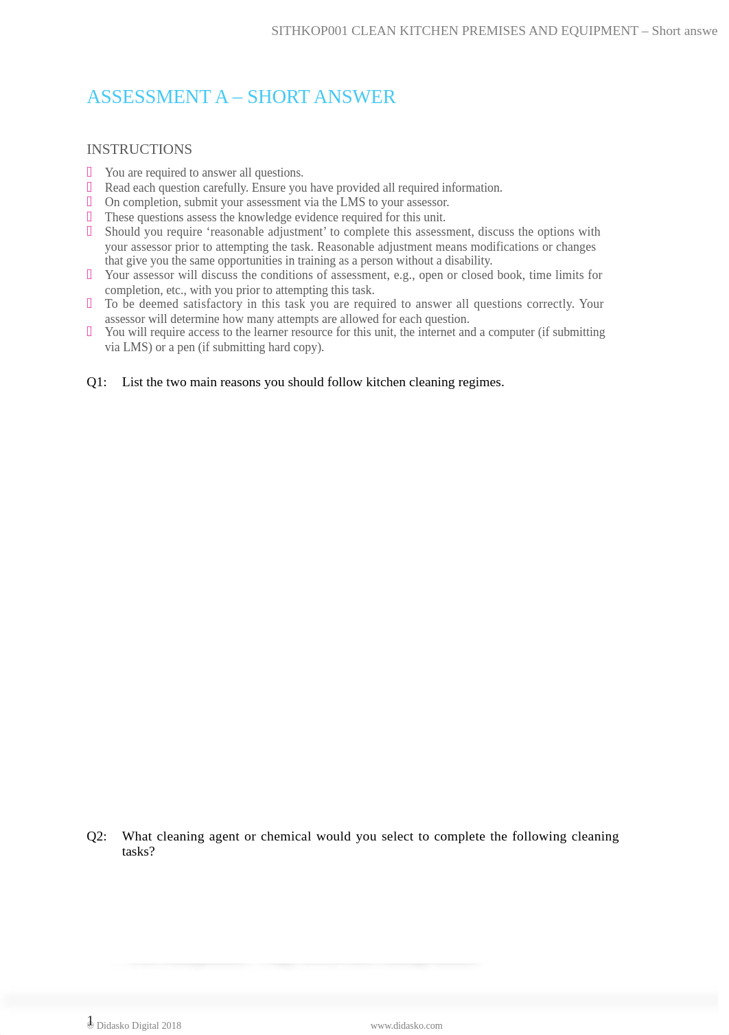 SITHKOP001_Assessment A_Short answer_V2-1.docx_diughbqv1w3_page1