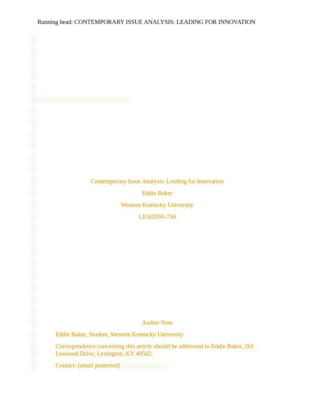 LEAD595-750; Contemporary Issue Analysis - Innovation; Eddie Baker. JH Edit.docx_diuppyrp087_page1