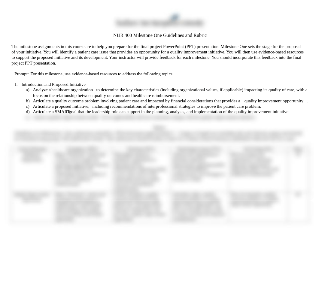 NUR 400 Milestone One Guidelines and Rubric.pdf_divf7haeyzf_page1