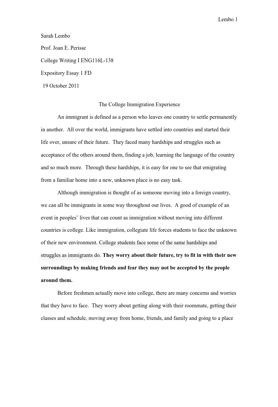 The College Immigration Experience Expository Essay_divih19kf98_page1