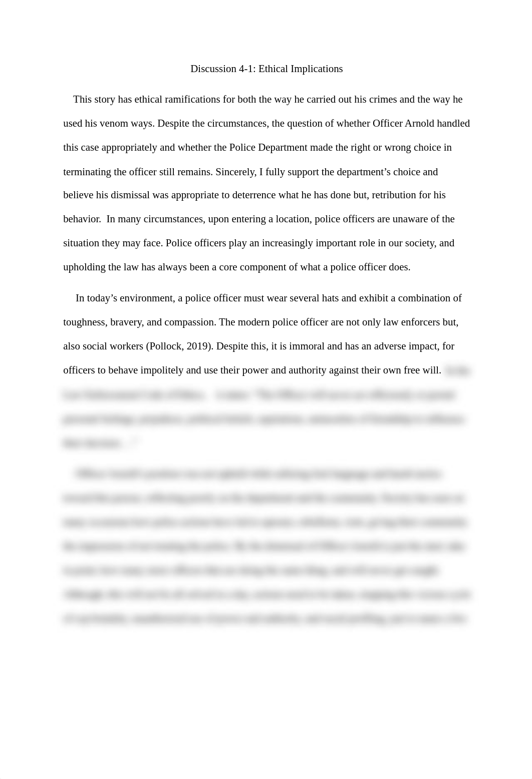 CJ 510 SNHU Discussion Board 4-1 Ethical Implications.docx_divpms0n29d_page1