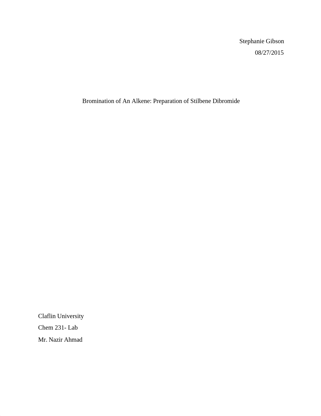 Bromination of An Alkene Preparation of Stilbene Dibromide_divzcvvdygc_page1