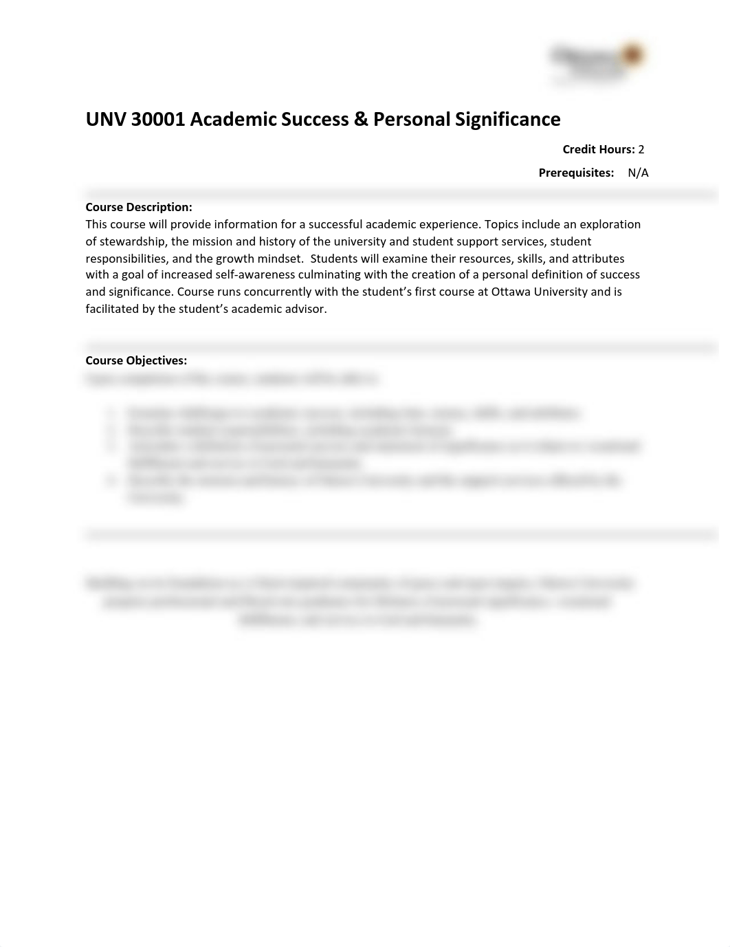 Academic Success and Personal Significance - Course Description and Course Objectives.pdf_diw4wjbb5lx_page1