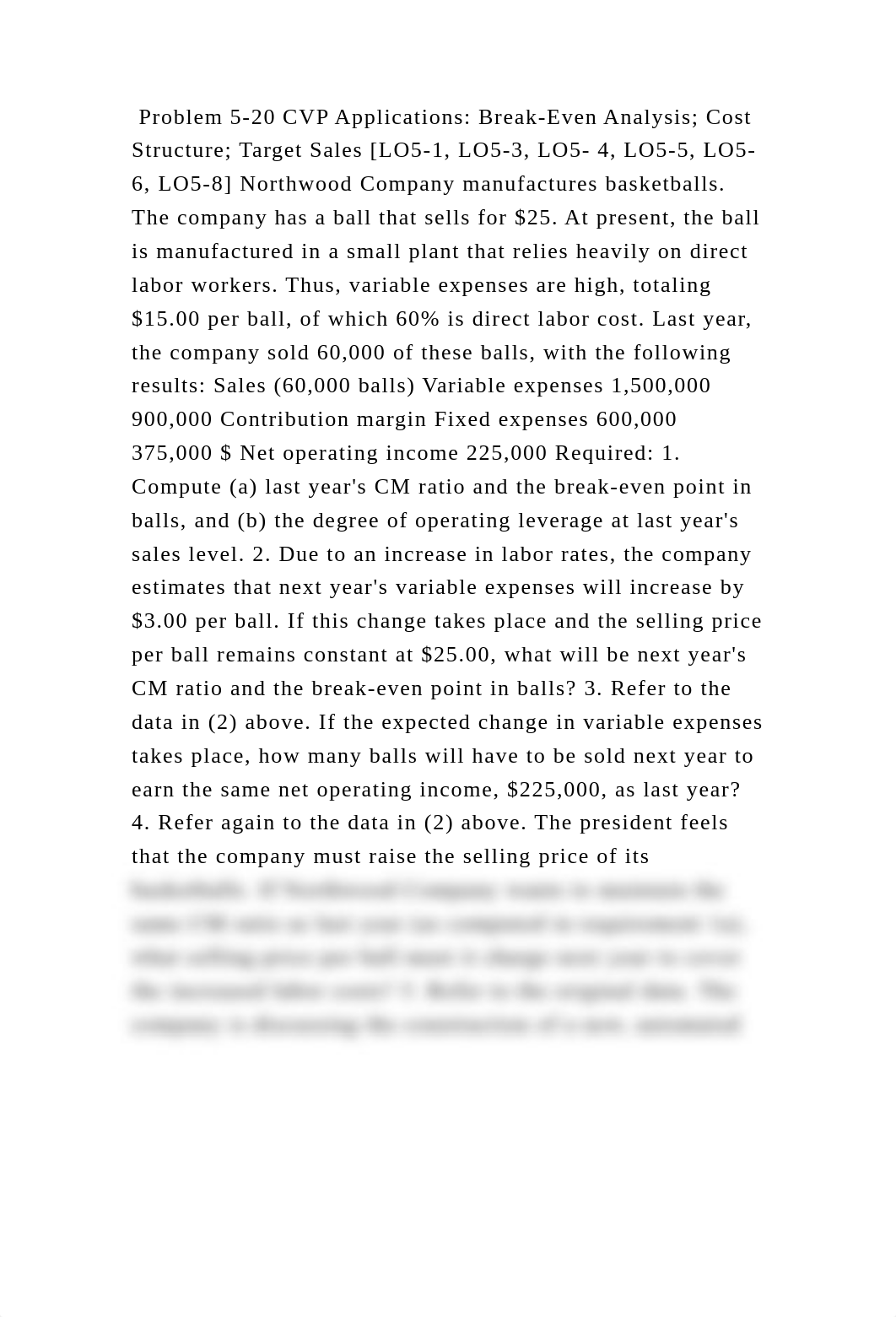 Problem 5-20 CVP Applications Break-Even Analysis; Cost Structure; T.docx_diwgf8f9atm_page2