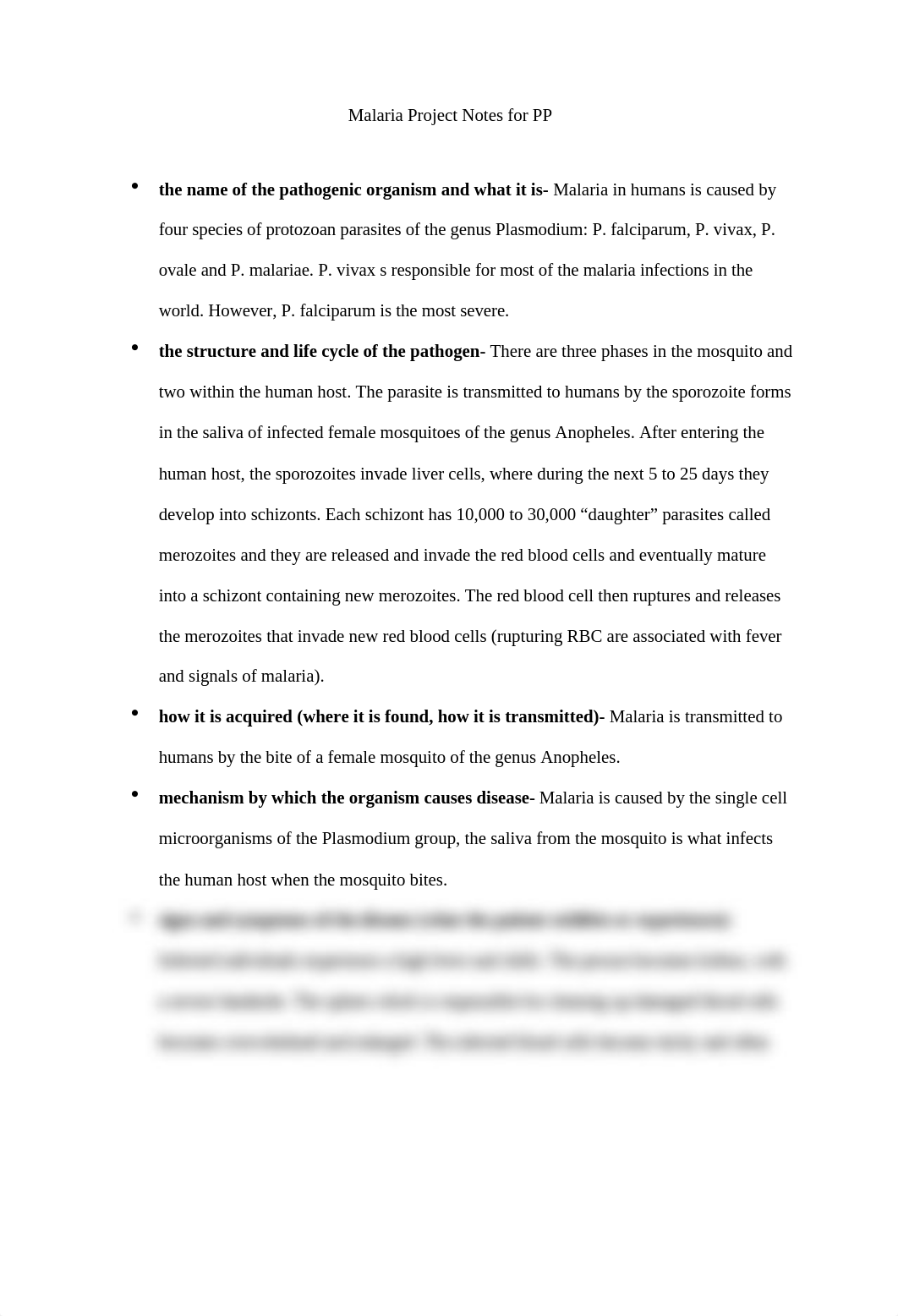 Malaria Project Notes for PP.docx_diwm8aowff7_page1