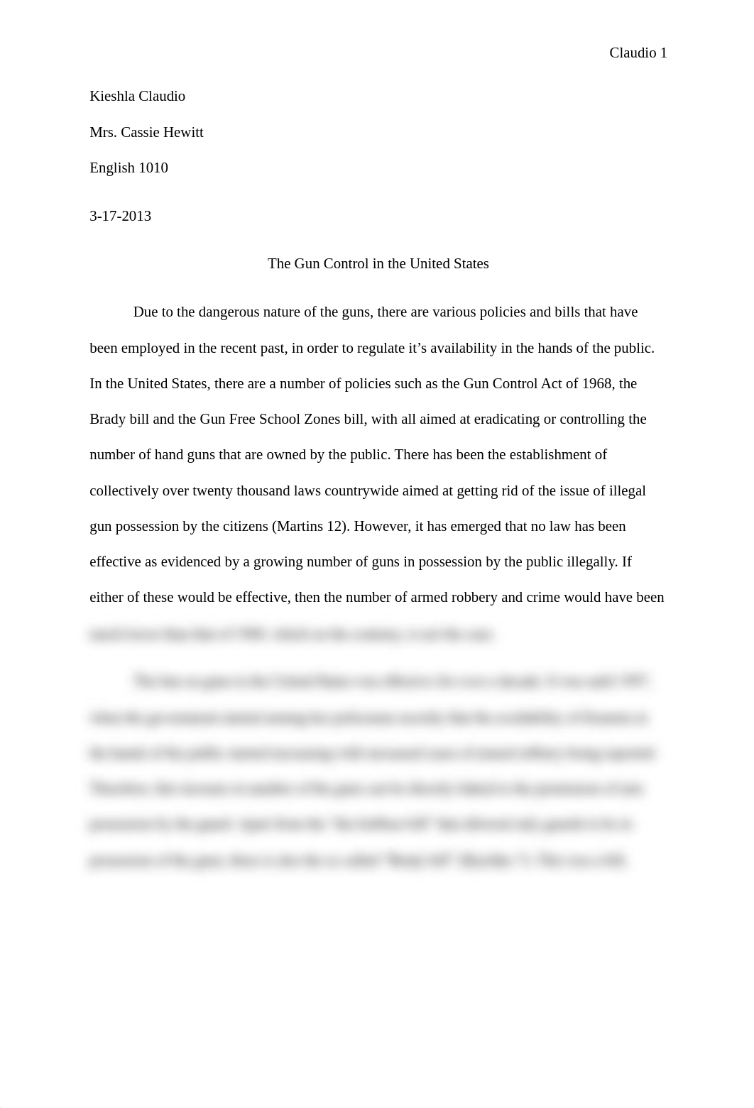 Gun Control-Arguing a Position-Essay #3_diwrd9v0j0f_page1