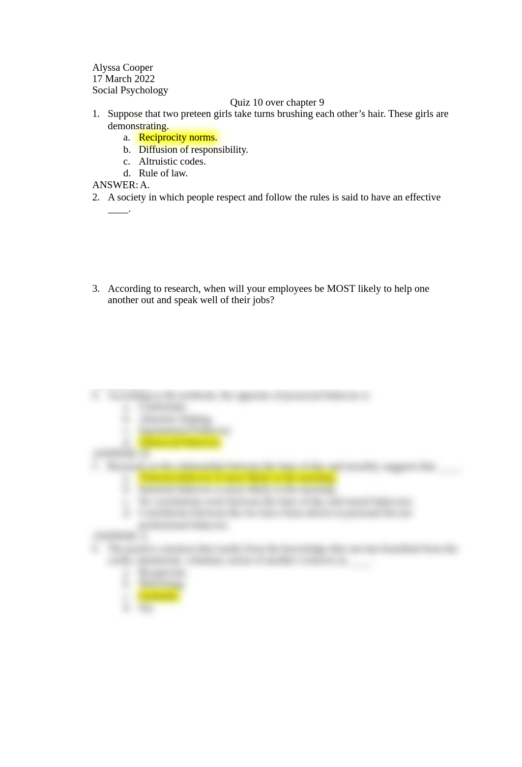 Quiz 10 over Chapter 9 - Social Psychology (Dr. Nelson; Spring 2022).docx_dix594v6zri_page1