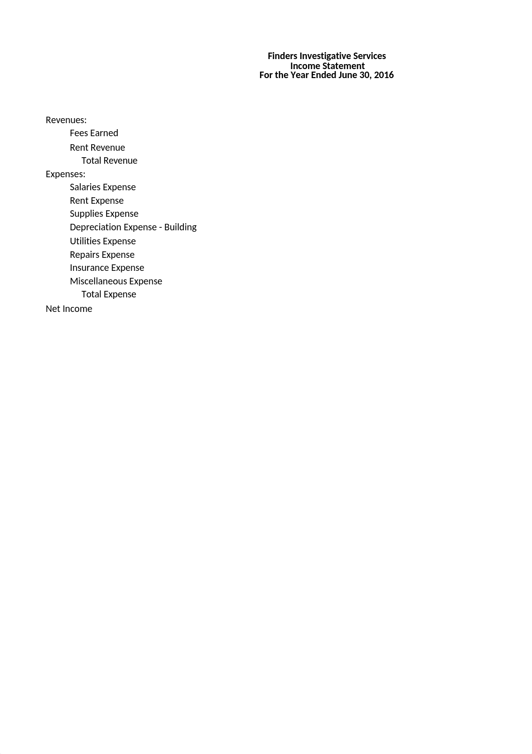 Income Statement, Retained Earnings, Balance Sheet - Finders Investigative Services.xlsx_diyj0h9o5it_page1