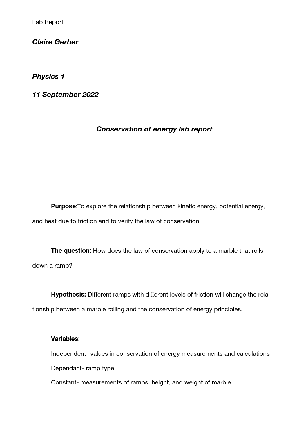 Conservation of energy lab report.pdf_diyutr3ahzn_page1