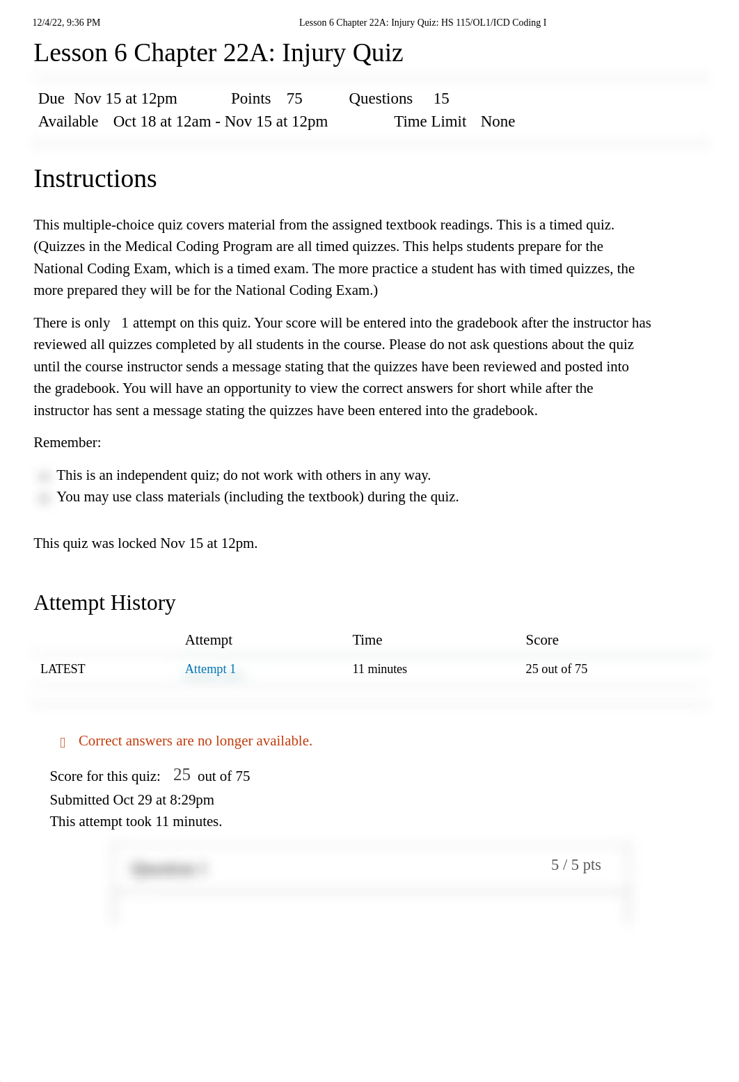 Lesson 6 Chapter 22A_ Injury Quiz_ HS 115_OL1_ICD Coding I.pdf_dizfu6d19x5_page1