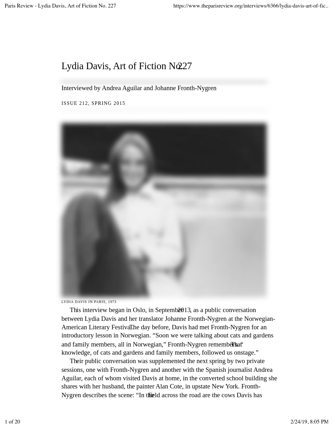 Paris Review - Lydia Davis, Art of Fiction No. 227 (1).pdf_dizkg483cah_page1