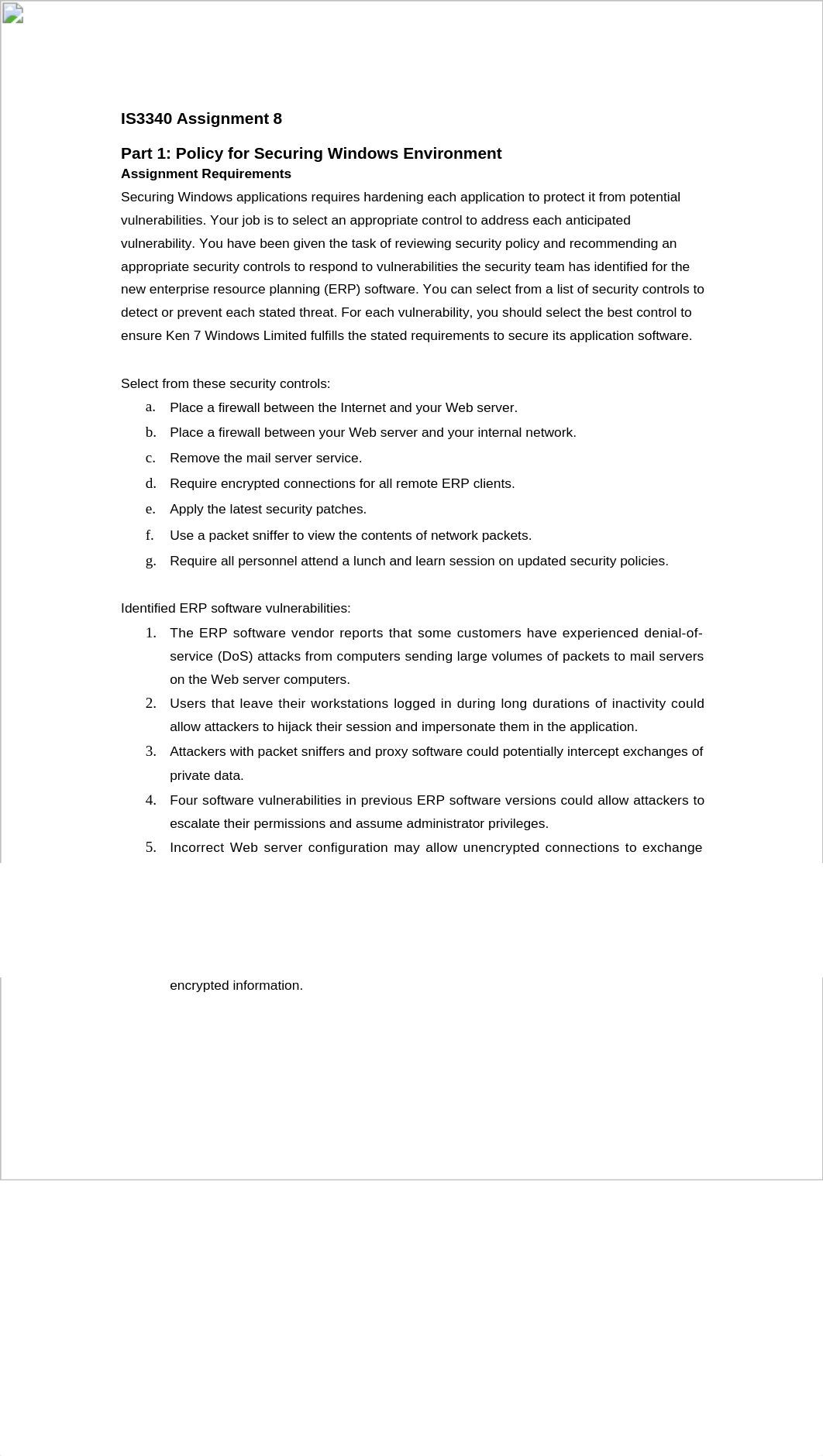 IS3340 Unit 8 Assignment - Best Procedures to Secure Windows Applications (Part 2)_dizljr3awof_page1