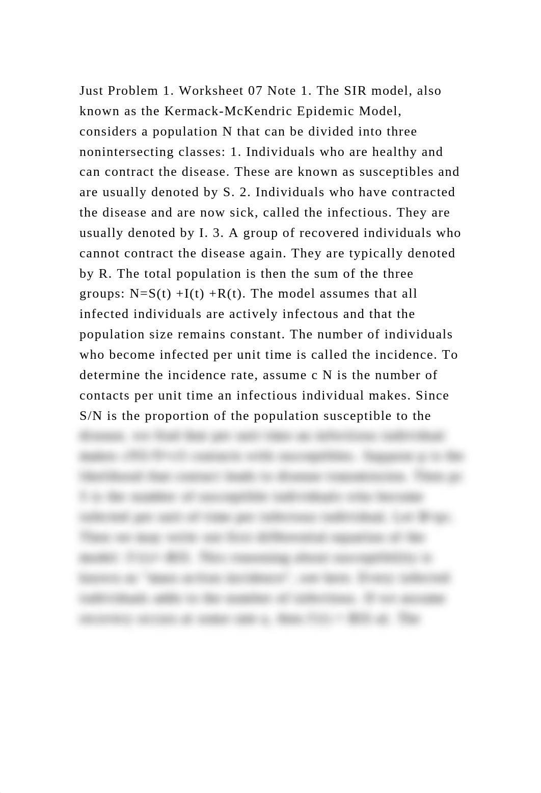 Just Problem 1. Worksheet 07 Note 1. The SIR model, also known as th.docx_dj0jyjh5let_page2