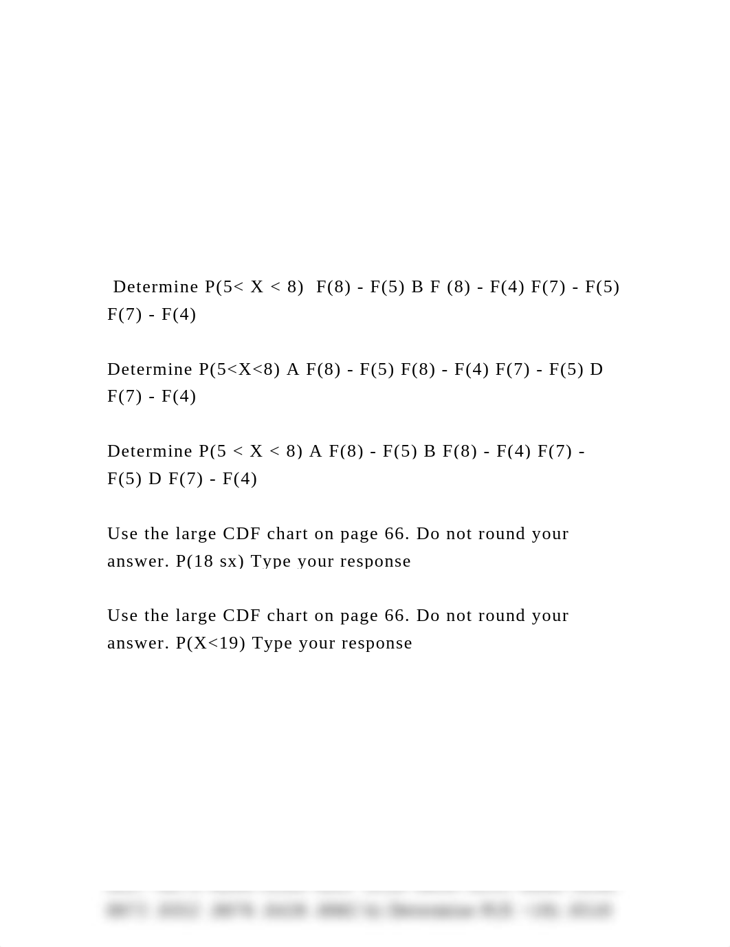 Determine P(5 X  8)  F(8) - F(5) B F (8) - F(4) F(7) .docx_dj0nrcuh221_page2