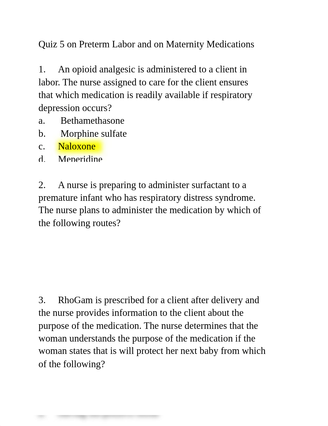 Quiz 5 on Preterm Labor and on Maternity Medications.pdf_dj105i6w3ei_page1