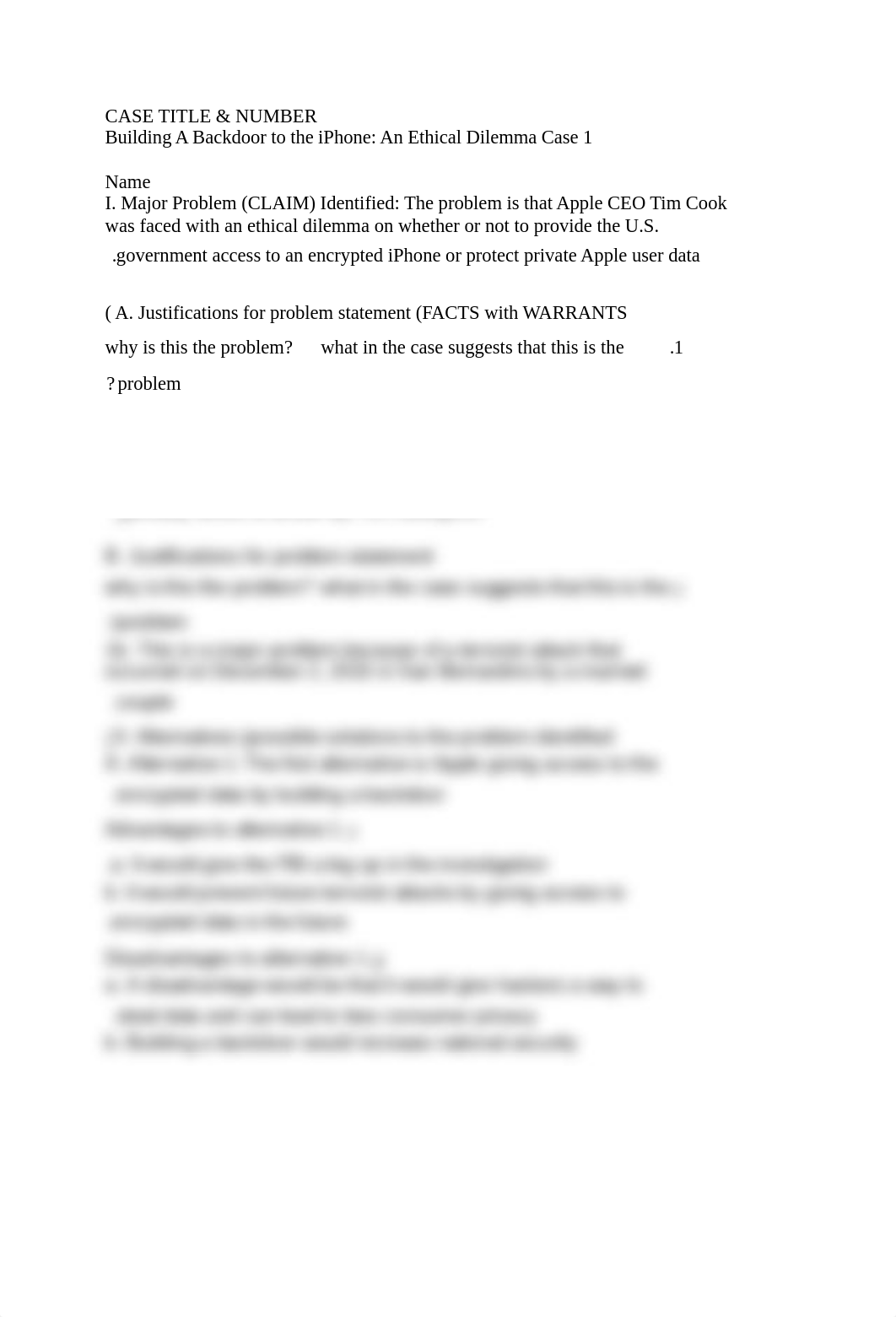 BUAD 301 Buildig A Backdoor to the iPhone: An Ethical Dilemma Case 1.docx_dj1yry5snam_page1