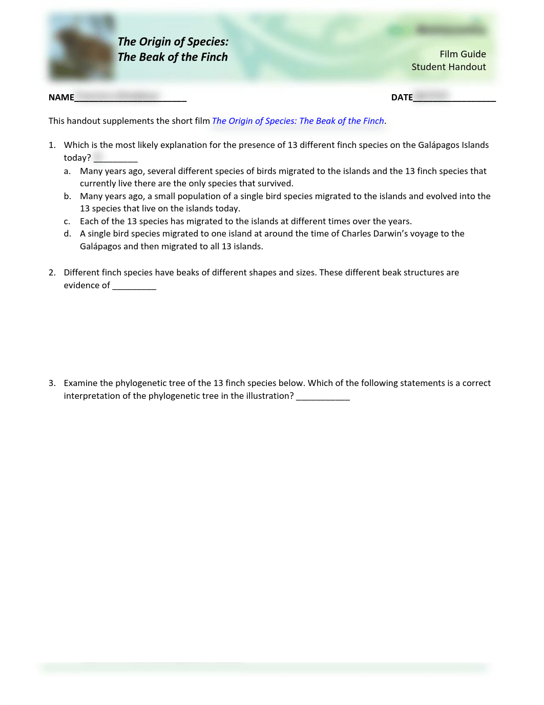 Beak of the Finch Worksheet.pdf_dj2x90ssu0n_page1