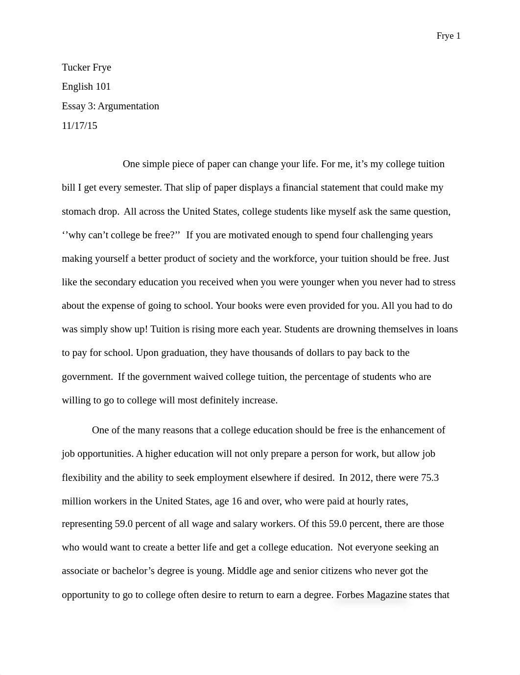 Argumentation Essay - Tucker Frye_dj35siifimf_page1